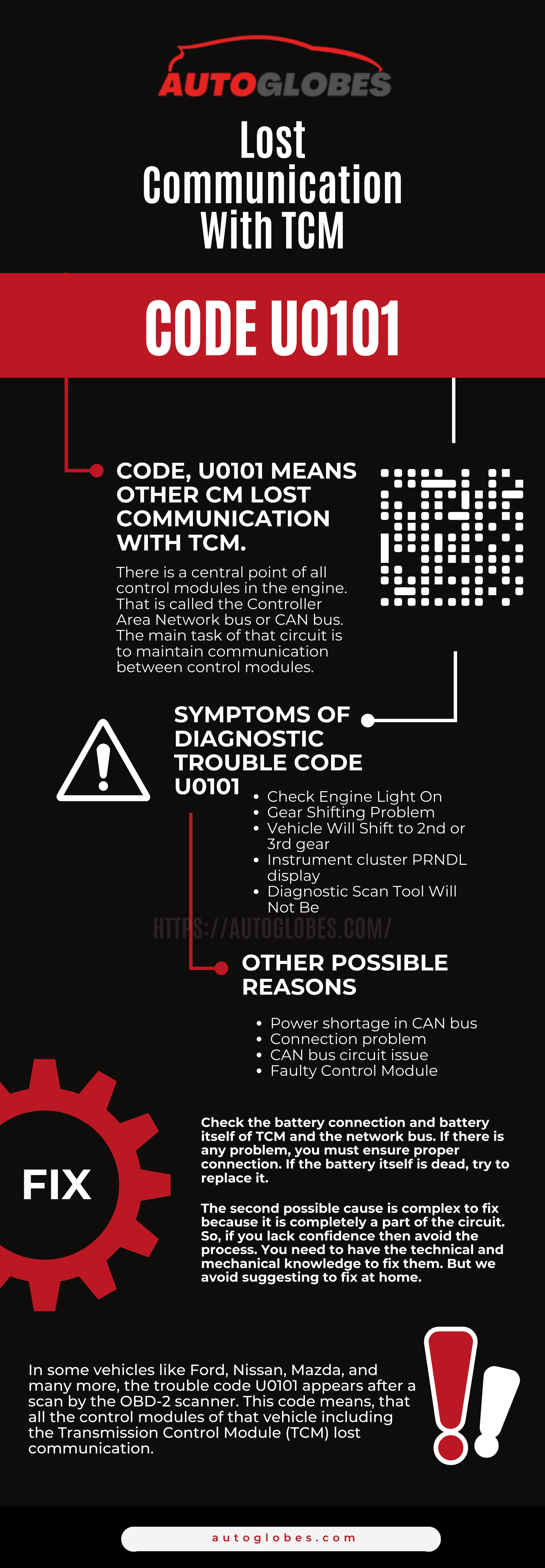 Code U0101 Lost Communication With TCM Infographic