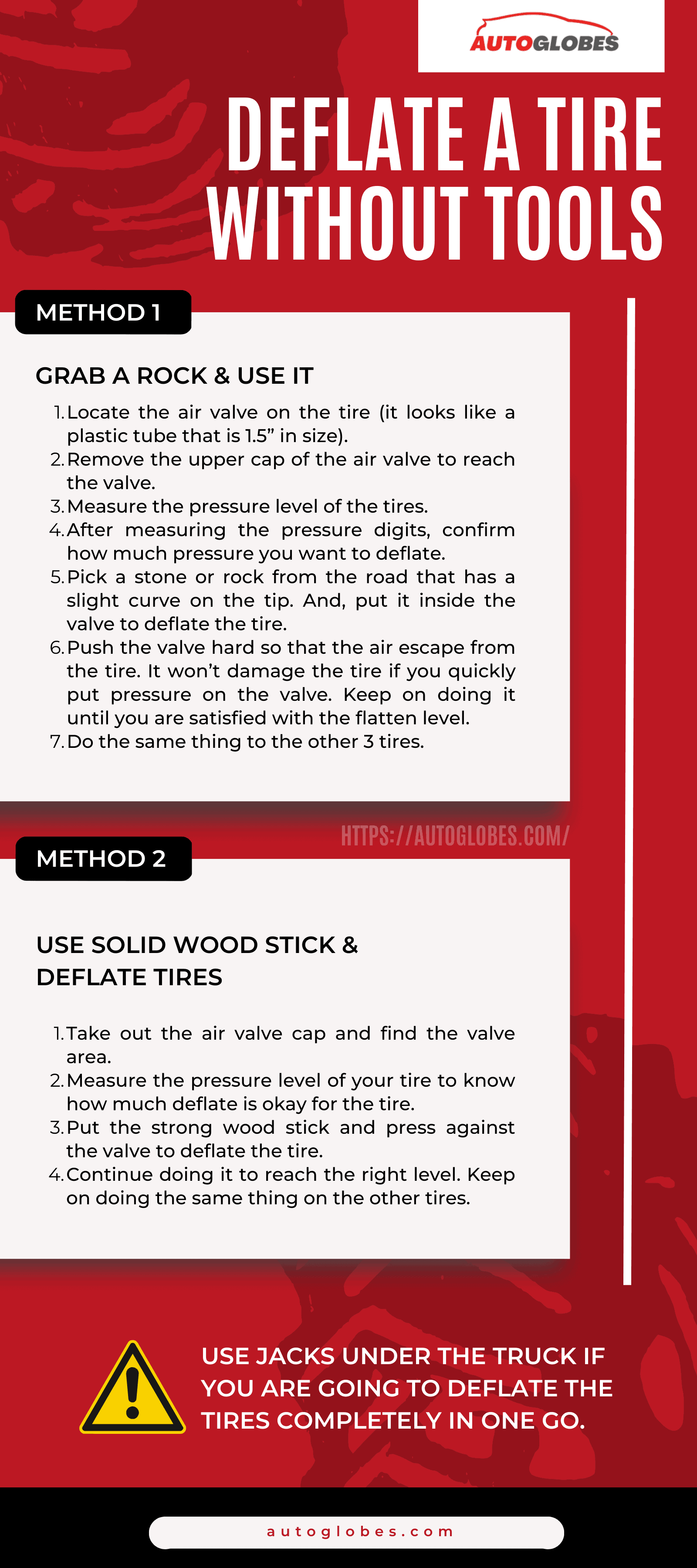 Deflate A Tire Without Tools Infographic