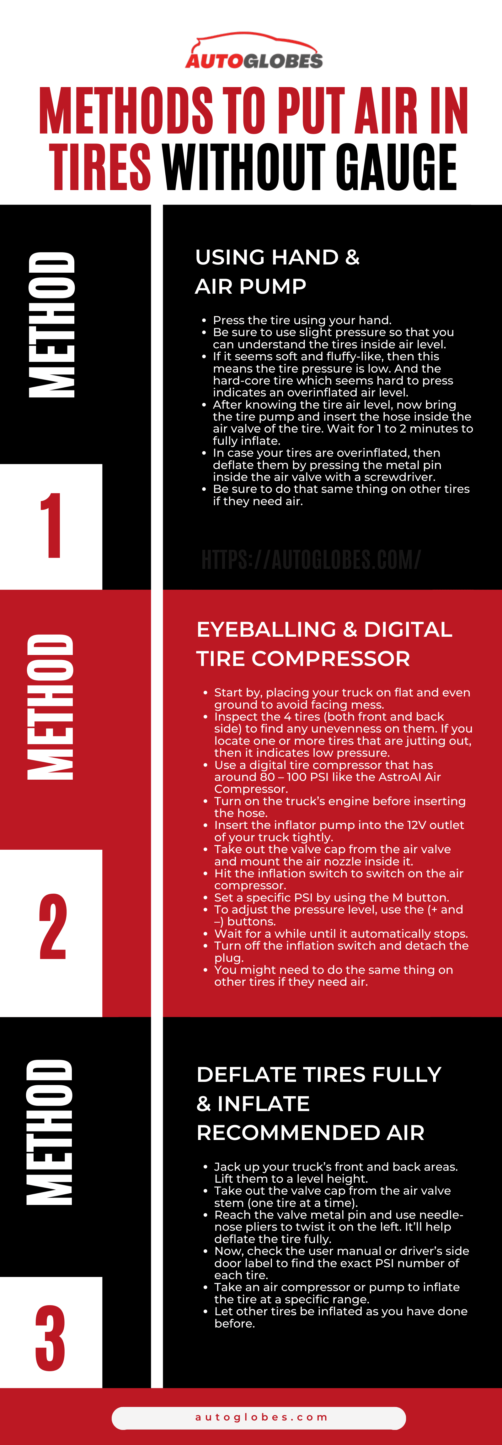 Methods to Put Air In Tires Without Gauge infographic