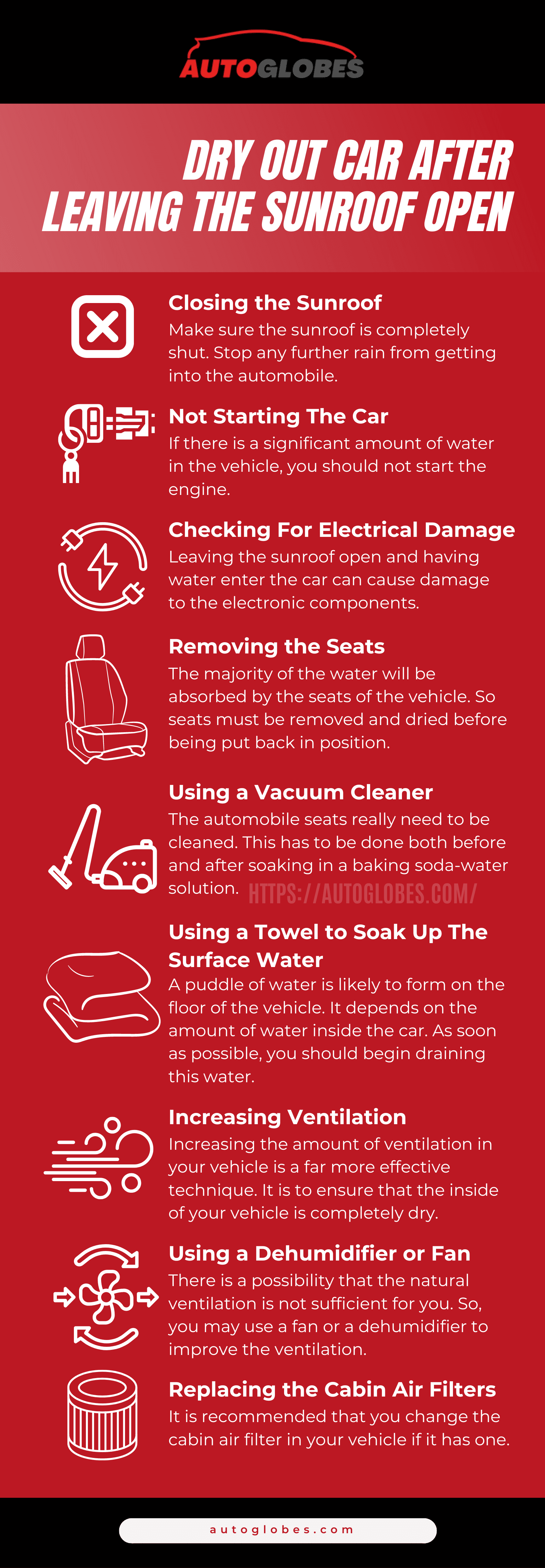 Dry Out Car After Leaving the Sunroof Open Infographic