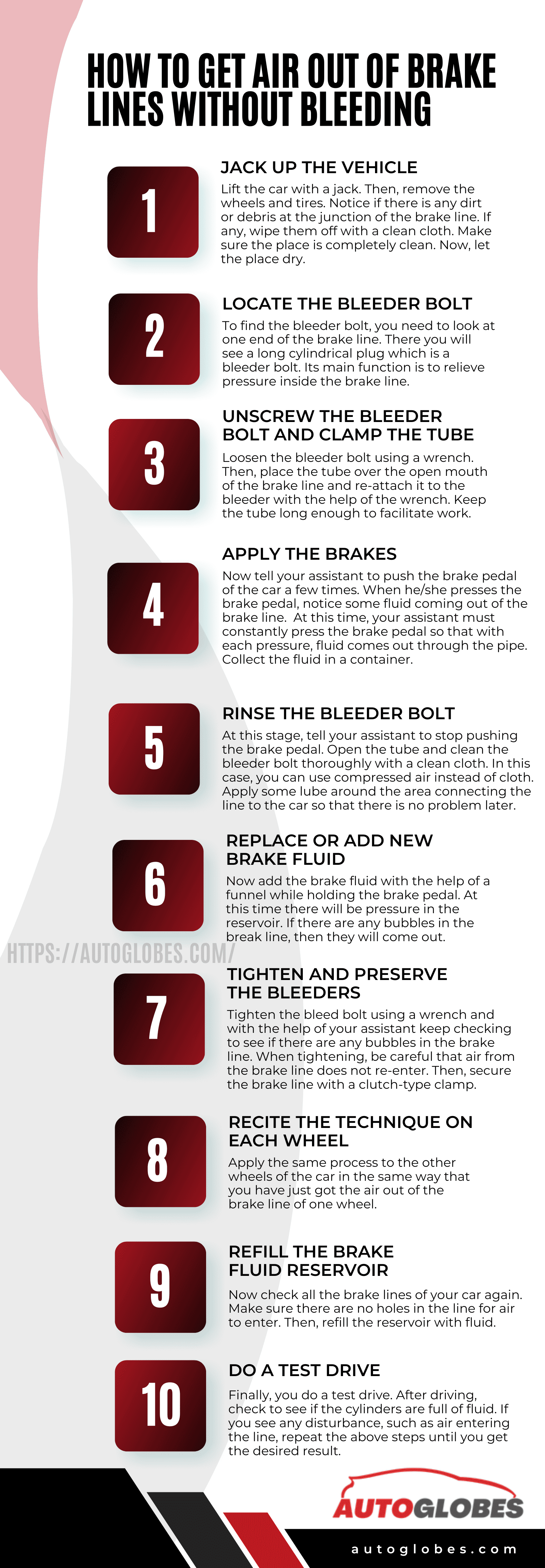 How to Get Air Out of Brake Lines Without Bleeding Infographic