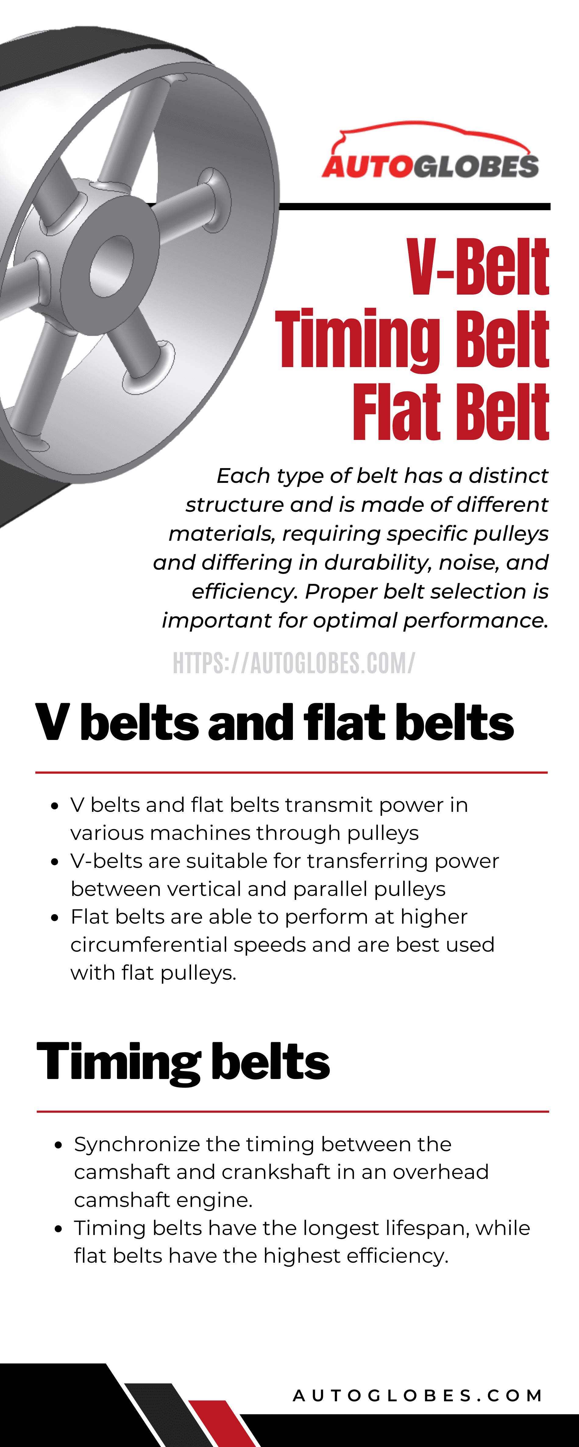V-Belt Timing Belt Flat Belt Infographic