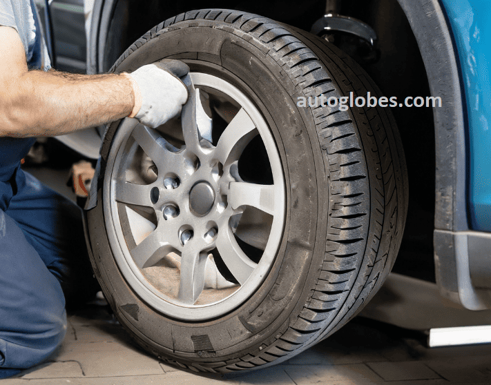 Replacing a tire in the garage